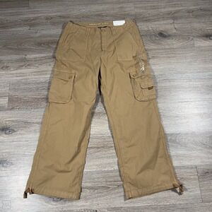 NEW American Eagle Women's Baggy Jogger Neutral Wide Leg Adjustable Hem 14 Brown